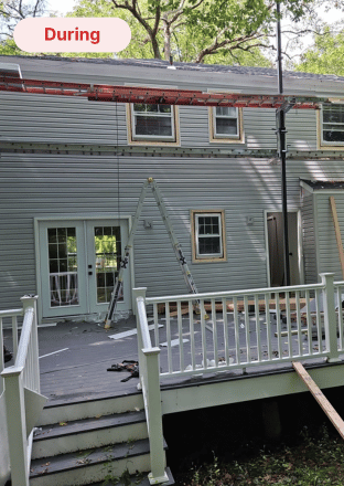 exterior of home getting renovated in huntington ny